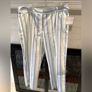 Sag Harbor Striped Cropped Pants - Blue, Green, White